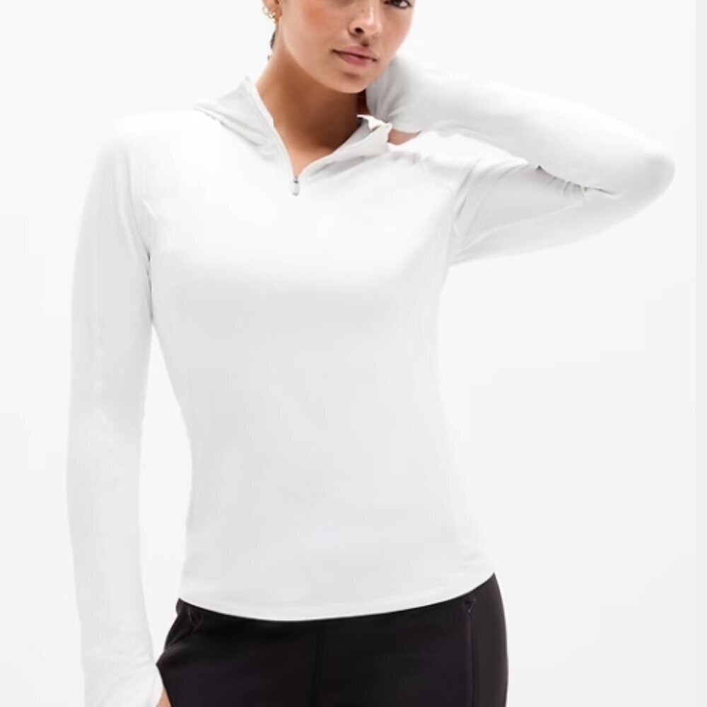 Athleta Summit Half Zip Hoodie – White – Size S – NWT